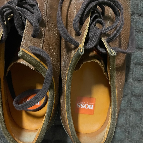 Men's Hugo Boss Saturn Brown Leather Sneakers Trainers Size US 11 EU 44 - Picture 6 of 14